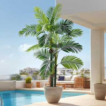 Erimda 6.2FT Artificial Phoenix Palm Tree Artificial Plants Indoor Outdoor Large Faux Coconut Silk Palm Tree Tropical Fake Tree Faux Sago Palm Plant for Modern Farmhouse Yard Outside Patio Poolside