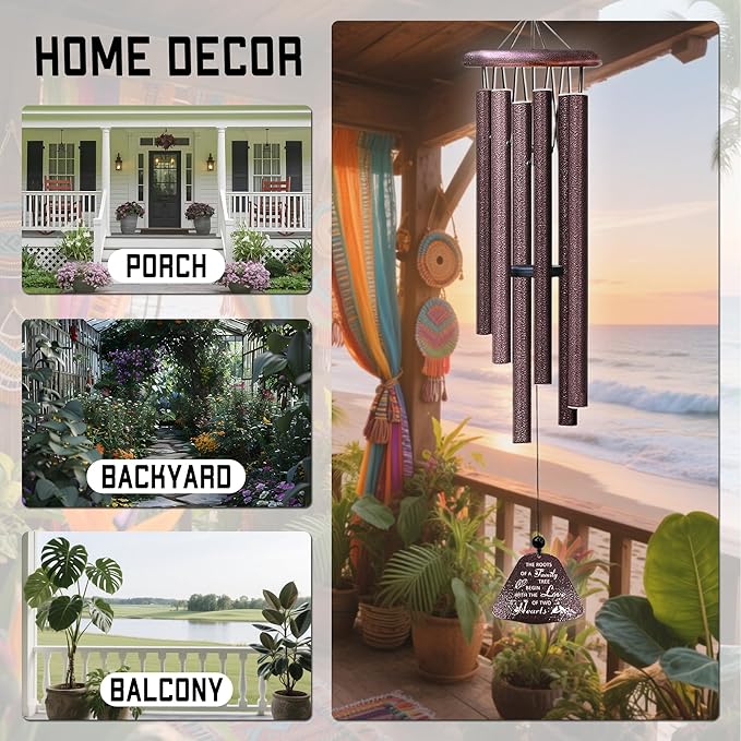 Fusui 10 Year Anniversary Wedding Gifts for Him Her Wife Husband Couple Wind Chimes 32", Ten Year Anniversary Tin Gift, Romantic 10th Anniversary's Romantic Decorations for Him Her Women Men