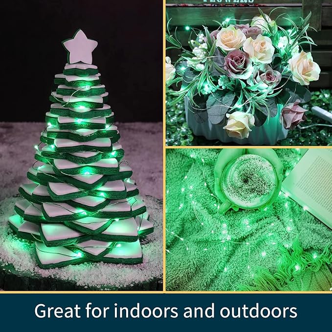 LAMPHOME 6 Pack St Patrick's Day Fairy Lights Battery Operated String Lights 6.6ft 20 Led Mason Jar Lights Waterproof Silver Wire Light Fireflies DIY Party Wedding Christmas Decoration(6 Pack,Green)