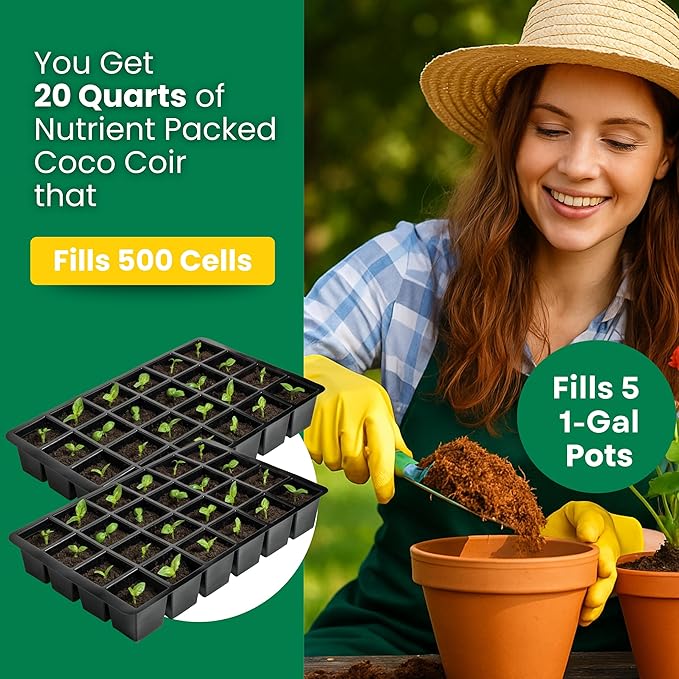 Gro-Med Coco Coir Brick 2s Pack – 1.4 lb Each,Expands to 20 Quarts, Enriched with NPK, Organic Potting Soil Mix for Plants, Seed Starting,Herbs,Flowers and Ideal Reptile Bedding for Snakes & Terrarium