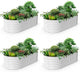 A ANLEOLIFE 4-Set 8X4X2 ft Galvanized Raised Garden Bed Kit, Oval Metal Deep Root Planters for Outdoor Plants, Antique White