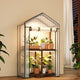 Bamworld Mini Greenhouse with Grow Light Plant Stand for Mutiple Pots Outdoor 2-Tierd Reusable Portable Warm House with PE Cover Compact Patio Boho Home Decor