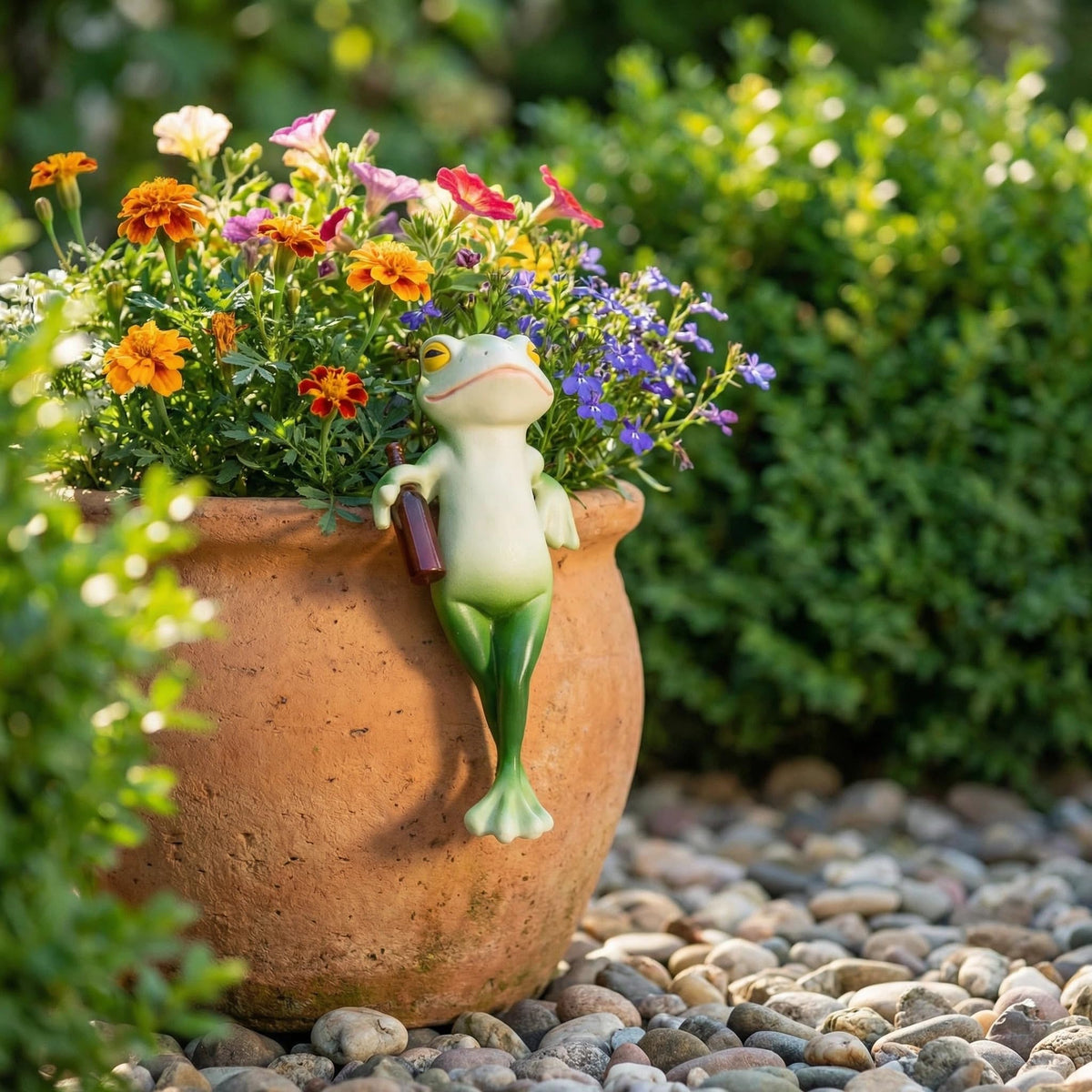 RJVZUKL Tipsy Frog Pot Hugger‑Miniature Figurines for Plant Pots and Vases
