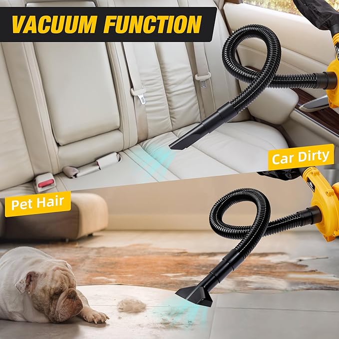 Cordless Leaf Blower for Dewalt 20V Max Battery,Electric Jobsite Air Blower with Brushless Motor,6 Variable Speed Up to 180MPH,2-in-1 Handle Electric Blower and Vacuum Cleaner(Battery Not Included)