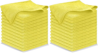 USANOOKS Microfiber Cleaning Cloth Yellow - 24 Pcs 12.5"x12.5" - High Performance - 1200 Washes, Ultra Absorbent Towels Weave Grime & Liquid for Streak-Free Mirror Shine - Car Washing Cloth
