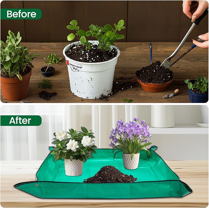 GROWNEER 3Pcs 18 Inch Bonsai Training Pots Large Bonsai Tree Starter Pot Kits with Drainage Humidity Trays & Repotting Mat, Flower Growing Planter Set for Garden Indoor Outdoor