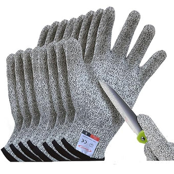Cut Resistant Gloves, 4 Pairs of Food Grade Cut Resistant Gloves, Cutting Gloves for Kitchen, Oyster Shucking, Fish Fillet Processing, Carving Wood and Gardening(Large)