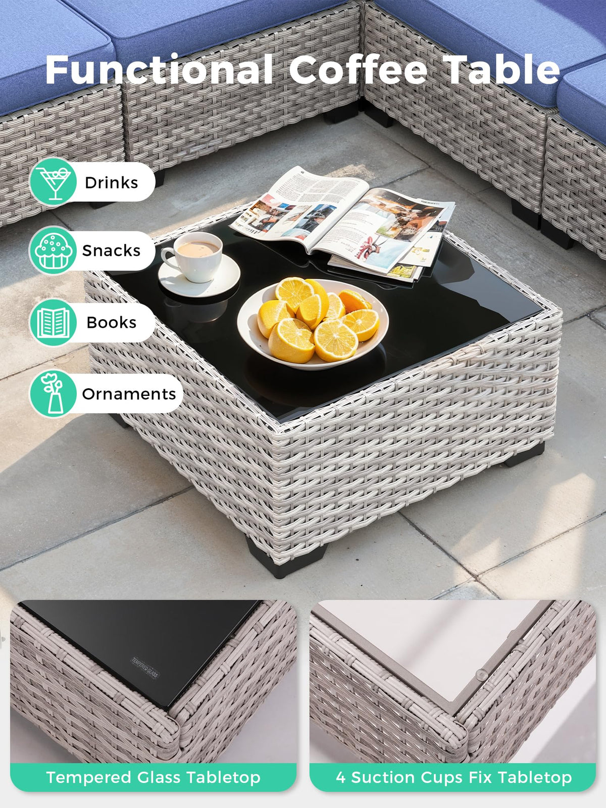 12 Piece Outdoor Wicker Patio Furniture Set Rattan Outdoor Sectional Sofa