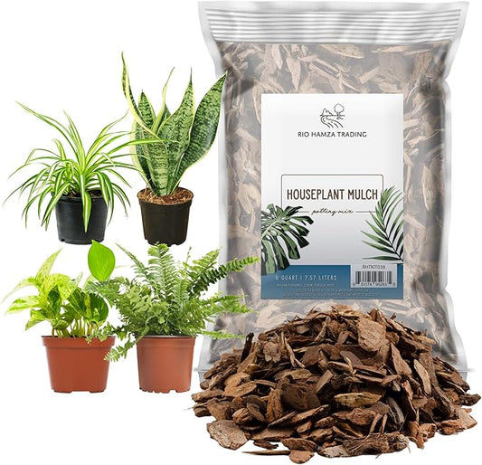Houseplant Mulch (8 Quarts), Small Bark Wood Chips for Indoor, Patio, Potting Media, and Much More!
