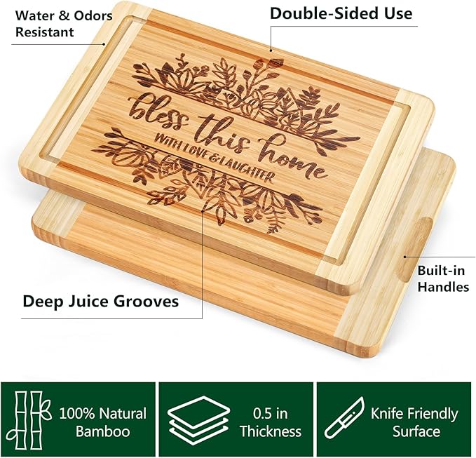 House Warming Gifts New Home, Engraved Cutting Board Housewarming Gifts, New Home Gift Ideas for New Homeowner, New House Gifts for Women Men Couple Neighbor Friend Family - Bless This Home