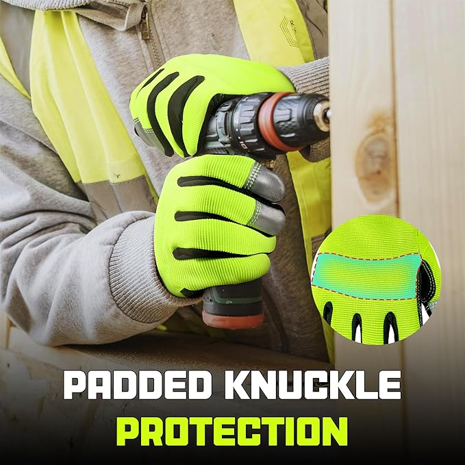 HANDLANDY Work Gloves for Men & Women, Utility Mechanic Working Gloves Touch Screen, Flexible Yard Work Gloves