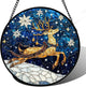 HWRHTR Stained Glass Window Hanging - Reindeer Blue Starry Sky Suncatcher for Doors Home Christmas Decoration Winter Sun Catcher Thanksgiving New Year Birthday Gifts for Women Men Mom Nana 11.8 in