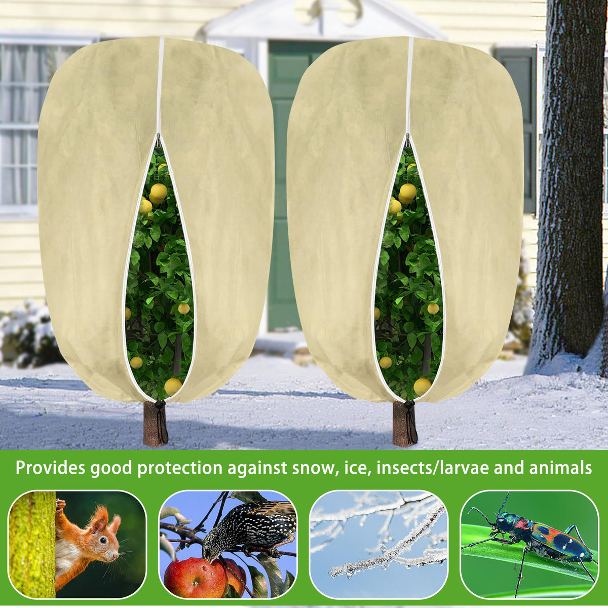 2 Pack Large Plant Covers Freeze Protection,94" x 79" Winter Frost Blankets