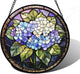 DASTOLL Stained Glass Window Hanging, Hydrangea Flowers Sun Catchers Diamond Glass Panel Hangings Plant Suncatcher Decor for Birthday for Women, Men, Wife, Aunt, and Mom 7.8 in