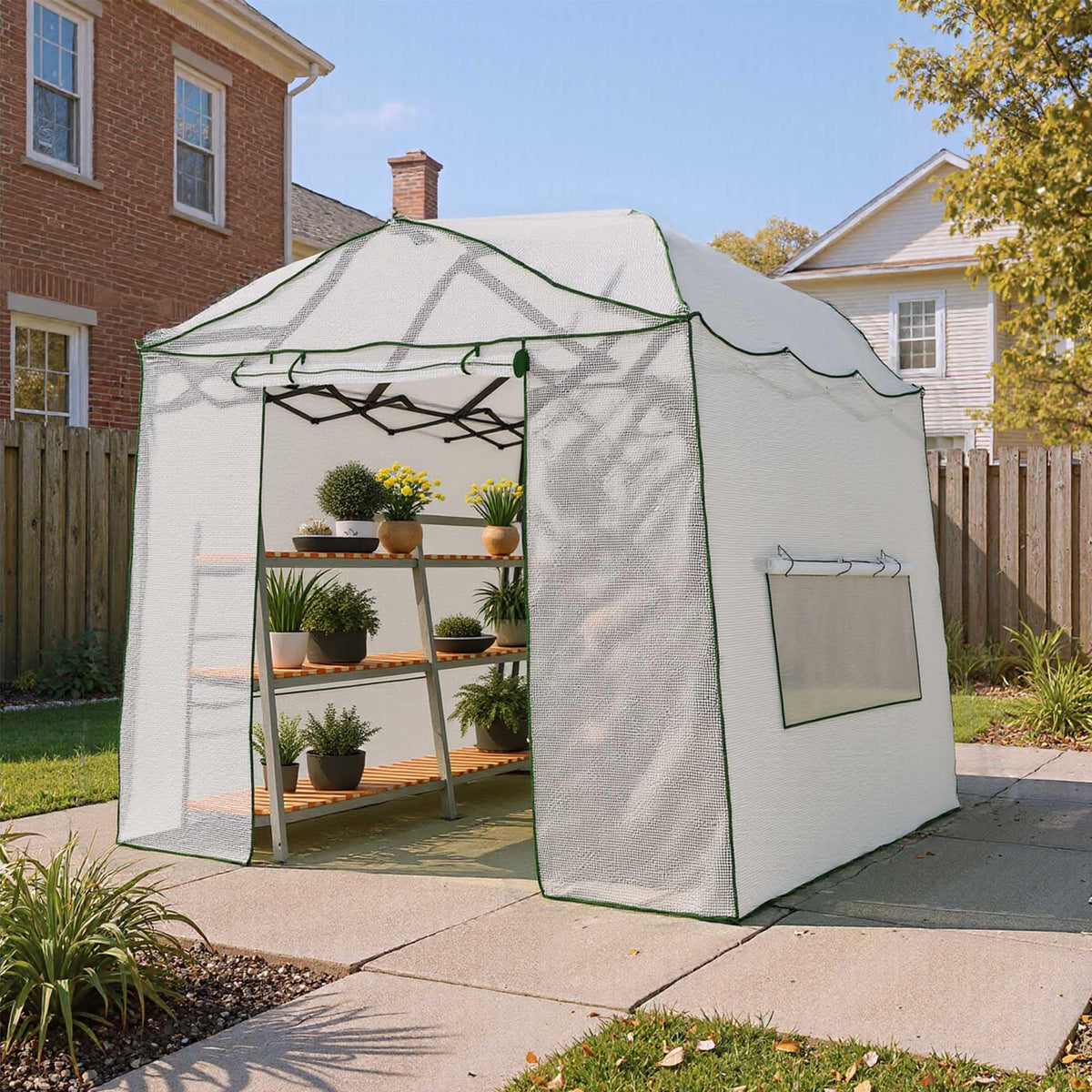8.5 x 7 ft Pop-up Greenhouse, Walk-in Green House for Indoor Outdoor
