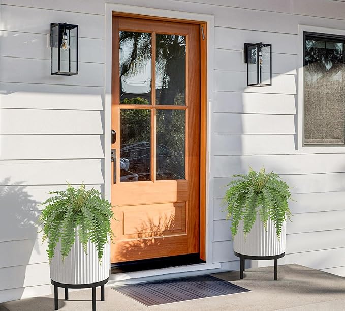 Hollyone Artificial Fern Plants in Pot 18.8" Small Artificial Boston Fern 24 Leaves for Outdoors & Indoor Faux Potted Plant Fake Ferns Bush Plant Patio Garden Farmhouse Porch Home Decor Dusty Green