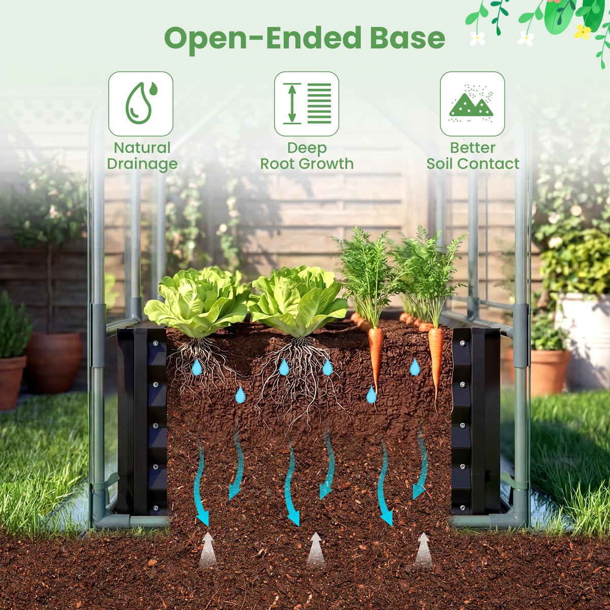 HAPPYGRILL 4 x 2 x 3 FT Galvanized Raised Garden Bed with Cover