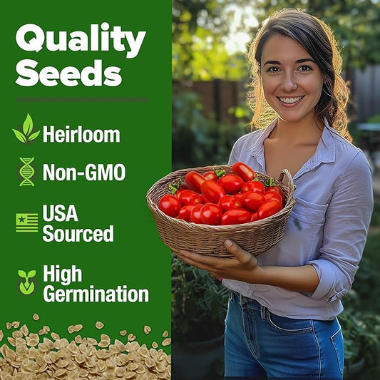 HOME GROWN San Marzano Tomato Seeds – 132 Heirloom, Seeds – High Germination Tomatoes for Indoor & Outdoor Growing – Classic Paste Variety for Gardeners & Home Use