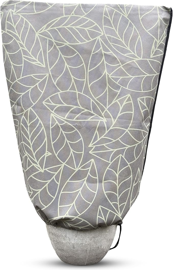 UB-STORE Plant Covers Freeze Protection 24"x32" in 4 Pack | Brown Winter Frost Blankets for Outdoor Plants | Reusable Garden Cover Bags with Zipper Drawstring | Cold Weather Shrub Protection Cloth