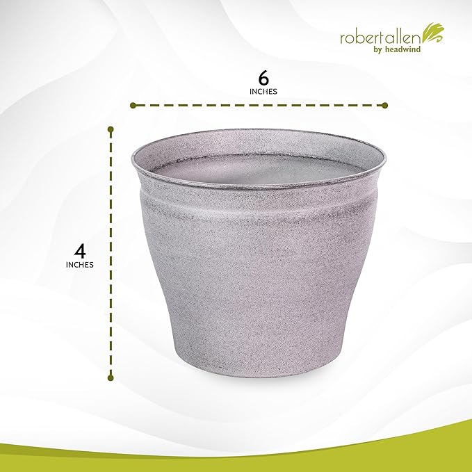 Headwind Natural Ironstone Timberline Collection - 6" Pearl White Decorative Planter for Outdoor Pots for Plants – Modern Indoor Plant Pots, Large & Small Planters for Indoor Plants by Robert Allen