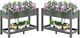 SERWALL Raised Garden Bed with Legs Set of 2, 43"×17"×30" Large HDPE Elevated Planter Box for Vegetables Flower Herb Patio, All Weather Use- Gray