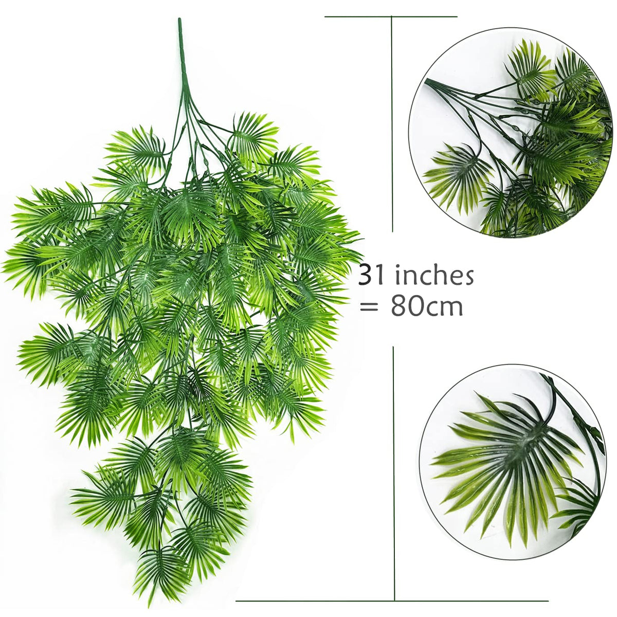 PASYOU Artificial Hanging Vines Plants, Fake Tropical Ivy Plant Faux Greenery Fan Leaves Vine Plastic Foliage Boston Fern Leaf for Indoor Outdoor Garden Wedding Party Christmas DIY Decoration 4 Pack