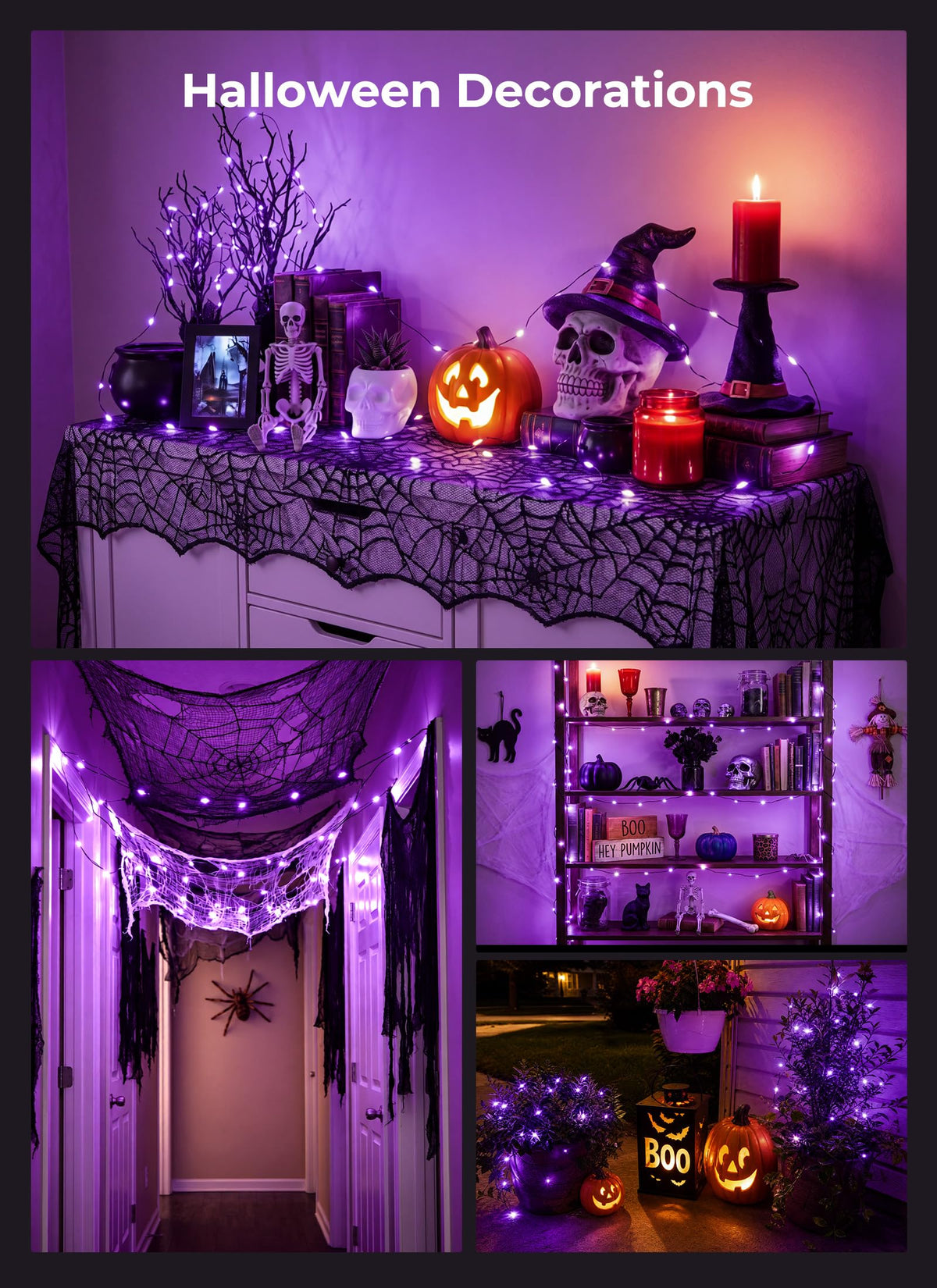 Minetom Halloween Fairy Lights Plug in, 33ft 100LED Twinkle String Lights
