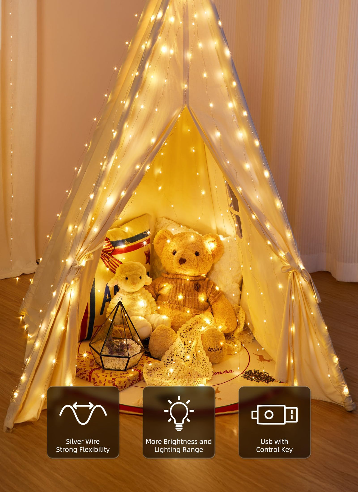 Brightown 2 Pack 300 LED Fairy Curtain Lights, 9.8ft x 9.8ft String Lights