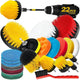 Holikme 22Pack Drill Brush Attachments Set,Scrub Pads & Sponge, Buffing Pads,Power Scrubber Brush,Car Polishing Pad Kit,Wax Applicator Pad,Car Cleaning Kit,Masonry Brushes,Cleaning Supplies