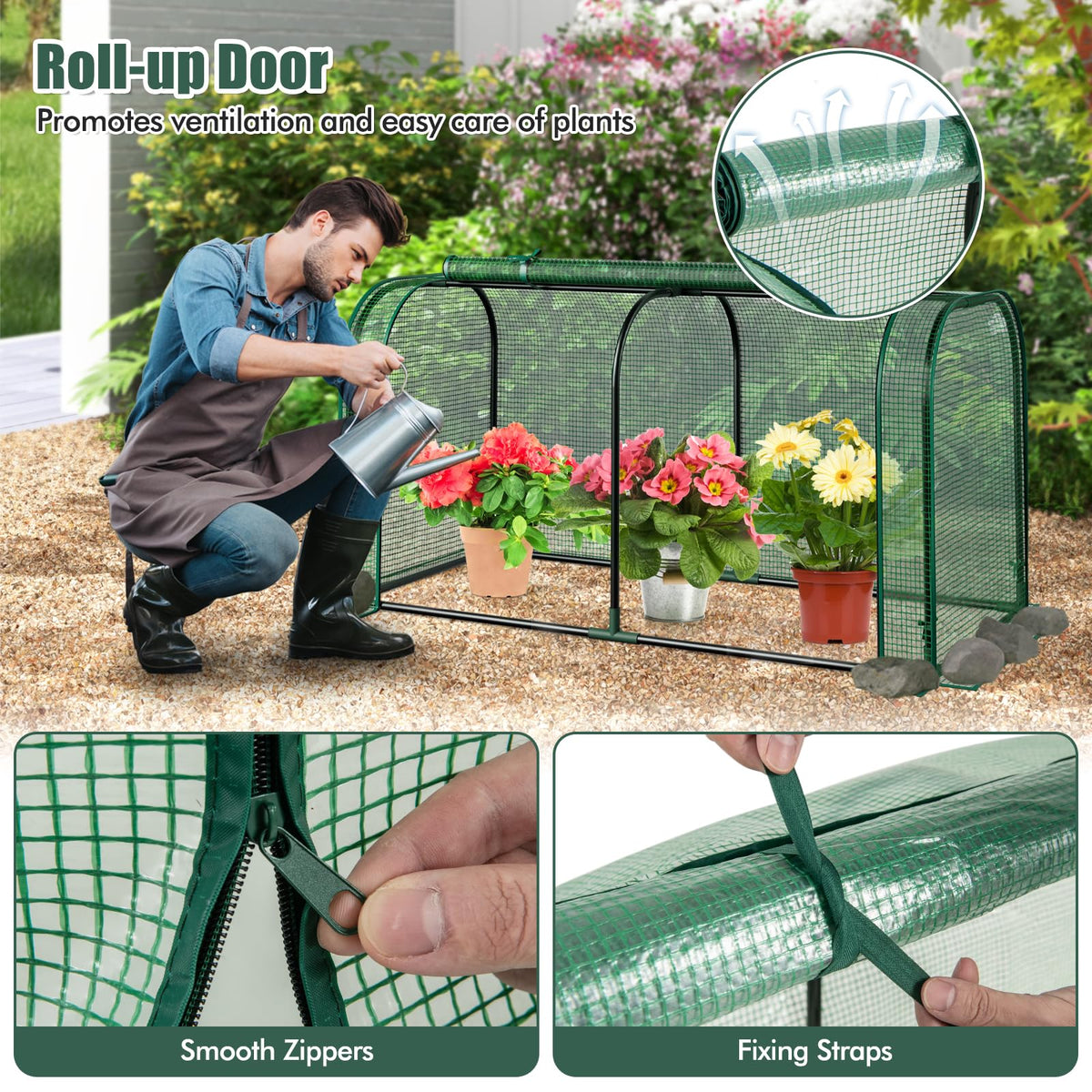 Happygrill Portable Mini Greenhouse with Waterproof Sun-Protective PE Cover