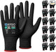 KAYGO Safety Work Gloves MicroFoam Nitrile Coated, 12 Pairs KG18NB,Seamless Knit Nylon Glove with full fingers Touchscreen, Ideal for Automotive,Warehouse,Construction (Small, Black)