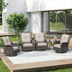 6 Piece Outdoor Wicker Patio Furniture Set, Outdoor Swivel Rocker Patio Chairs Set with Thickened Olefin Cushions, High Back and Deep Seating, Hand-Woven PE Rattan for Porch, Deck