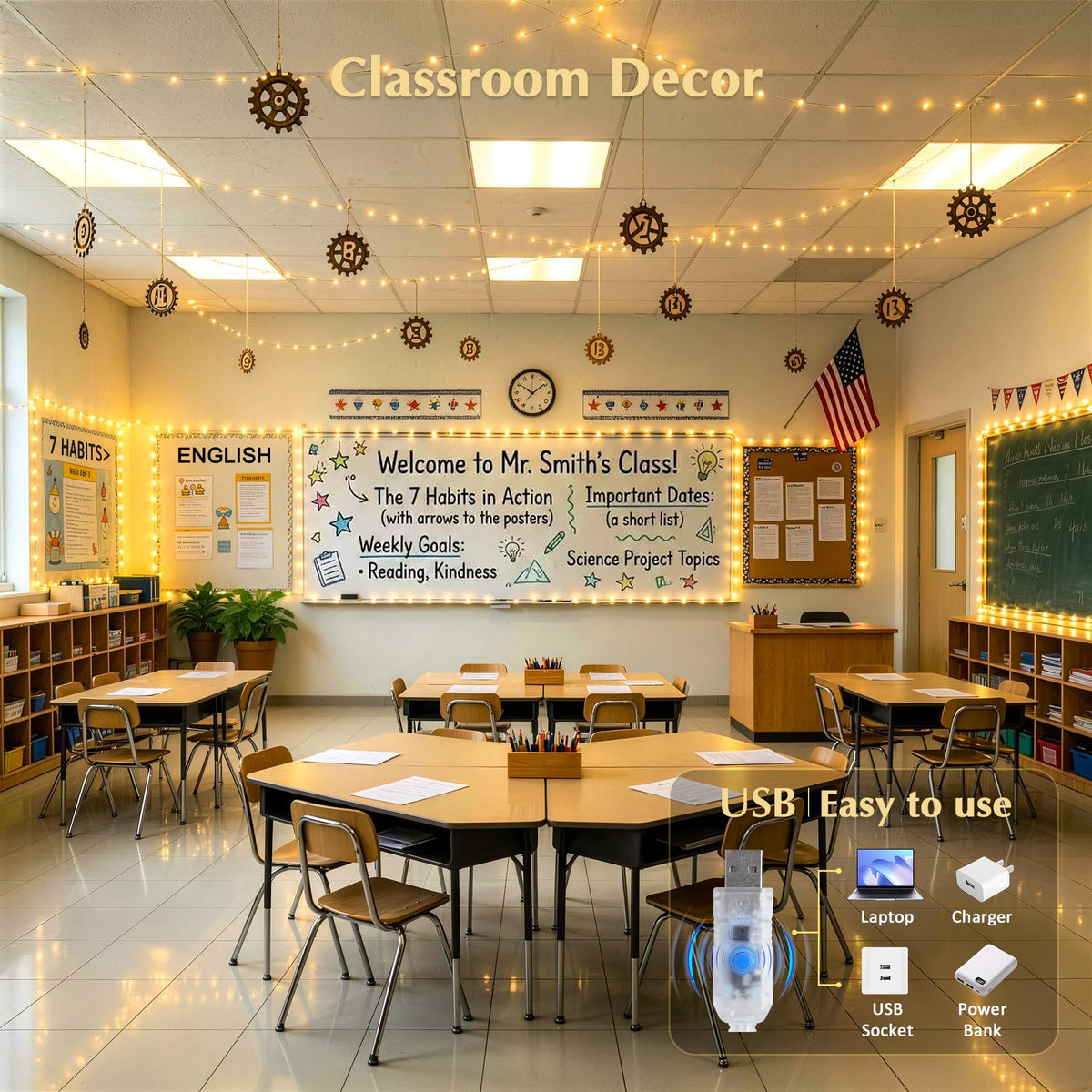 JMEXSUSS 300 LED Fairy Lights Plug in, 66FT USB String Lights for Classroom