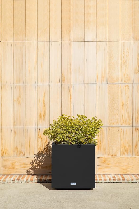 Veradek Block Series Cube Plastic Planter - Large Square Planter for Indoor or Outdoor Patio/Garden | Durable All-Weather Use with Drainage Holes | Modern Décor for Tall Plants, Trees, Flowers
