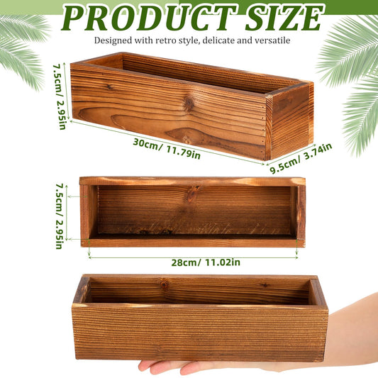 GLEAVI Rustic Wooden Planter Box for Flowers and Succulents, Brown