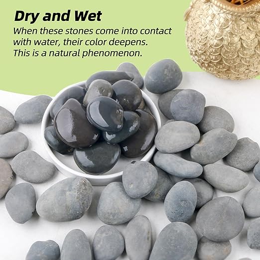 2.4LB River Rocks,Mexican Beach Pebbles for Plants,Potting,Garden Landscape Stone Paving Stone Grey 1Inch - 2Inch