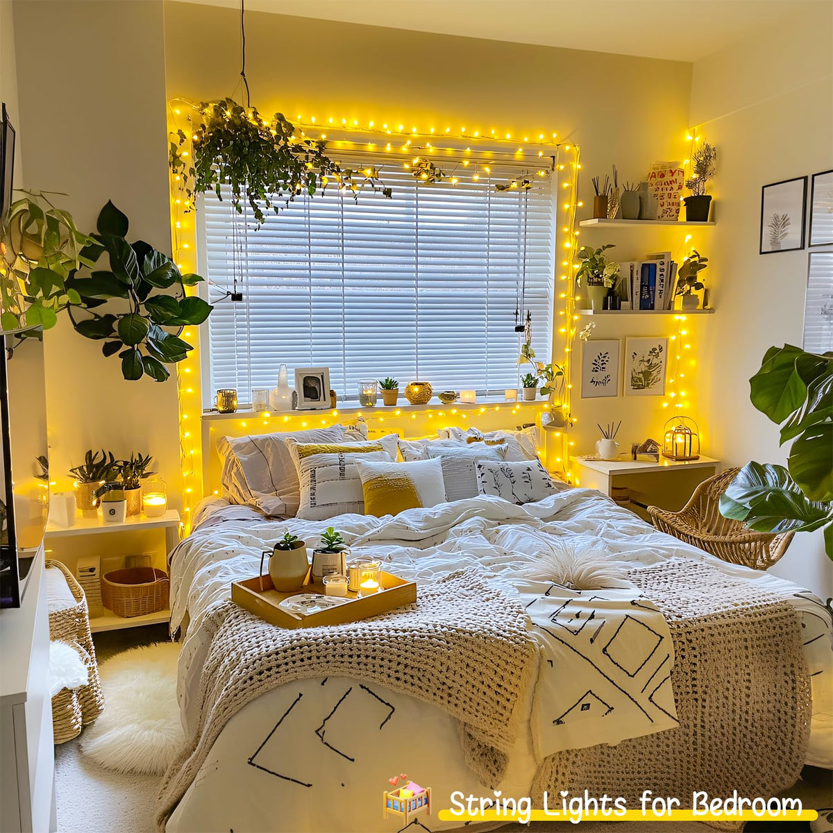 JMEXSUSS 33ft 100 LED Warm White Christmas String Lights for Room Decor