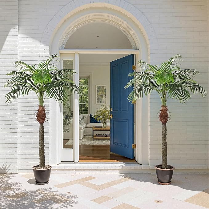 YEPDIN 7 FT Fake Palm Tree,Tall Artificial Palm Trees for Outdoor Indoor Decor,Faux Phoenix Palm Plants for Outside Patio Pool Coastal Home Office Living Room