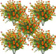 Grunyia 10 Bundles Artificial Fake Flowers, Faux Outdoor Plastic Plants UV Resistant Shrubs Outside Indoor Decorations (Orange-Eucalyptus)