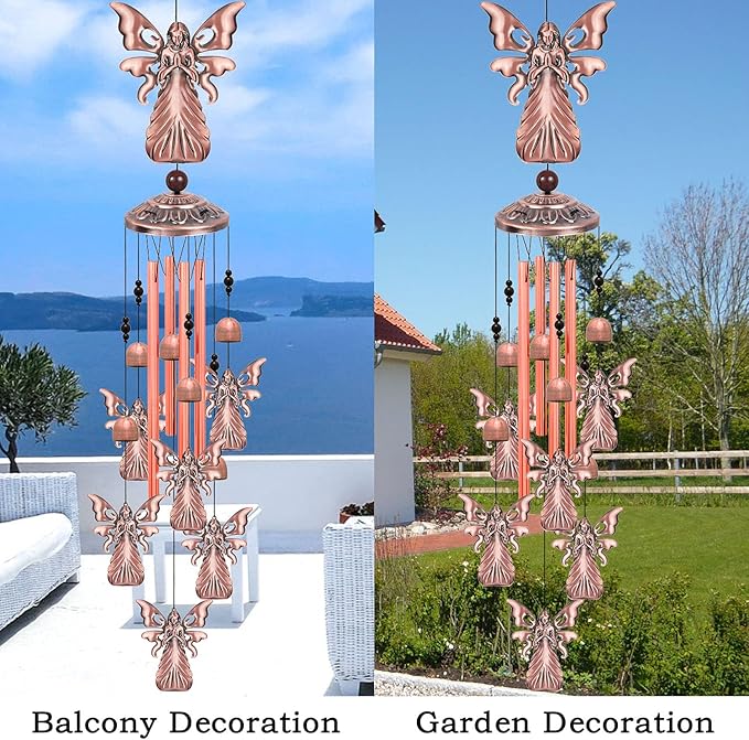 Outdoor Angel Wind Chimes, Gifts for Mom & Grandma & Family, Music Wind Catcher, Mobile Angels Ornaments, Memorial Windchime, Blessing Wind Bells for Indoor,Home,Balcony,Lawn,Yard, Garden Decoration
