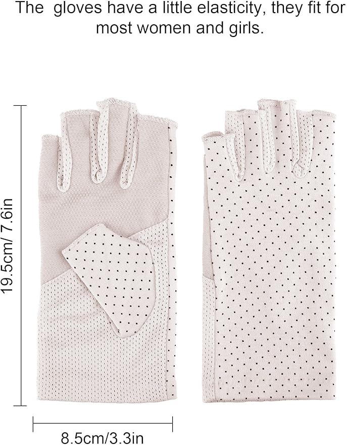 Maxdot Sun Gloves for Women UV Protection Fingerless Non Slip Sunscreen Driving Gloves for Summer Outdoor