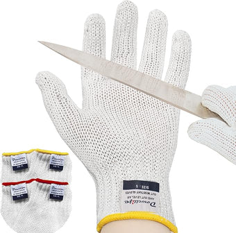 Dowellife Level 8 Reinforced Cut Resistant Gloves, Food Grade, Knife Safety Gloves for Meat Cutting, Oyster Shucking, Fish Fillet, Kitchen Slicing Carving, Small (Pack of 2)