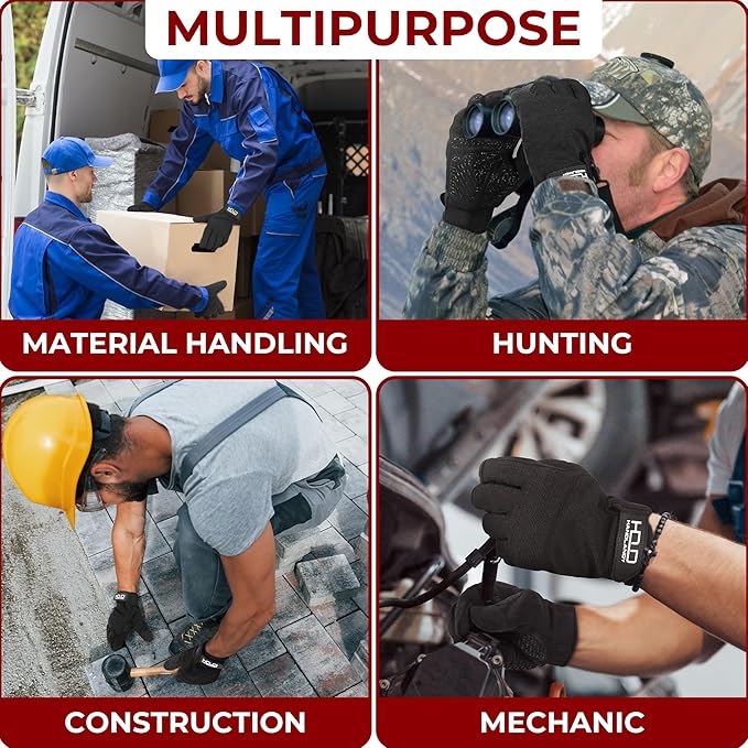 HANDLANDY Work Gloves for Men & Women, Utility Mechanic Working Gloves Touch Screen, Flexible Yard Work Gloves