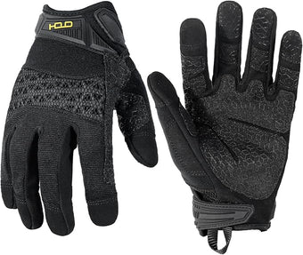 HANDLANDY Mens Work Gloves Touch screen, Utility Mechanic Gloves, Flexible Breathable Fit- Padded Knuckles & Palm