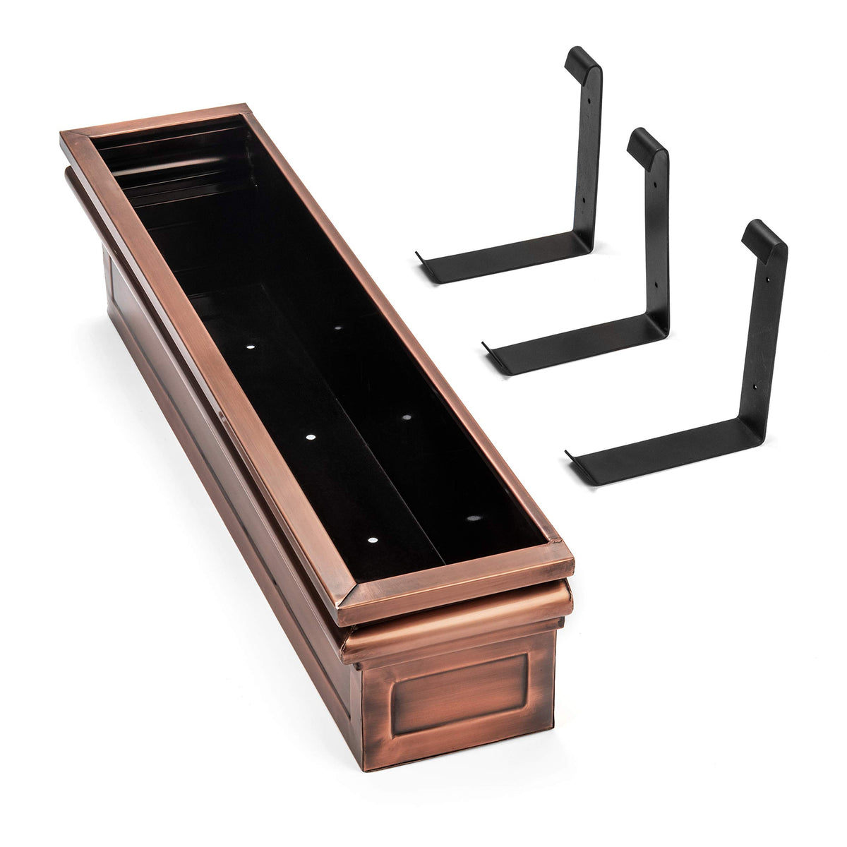 H Potter Window Box Planter with Brackets - 48" Copper Finish
