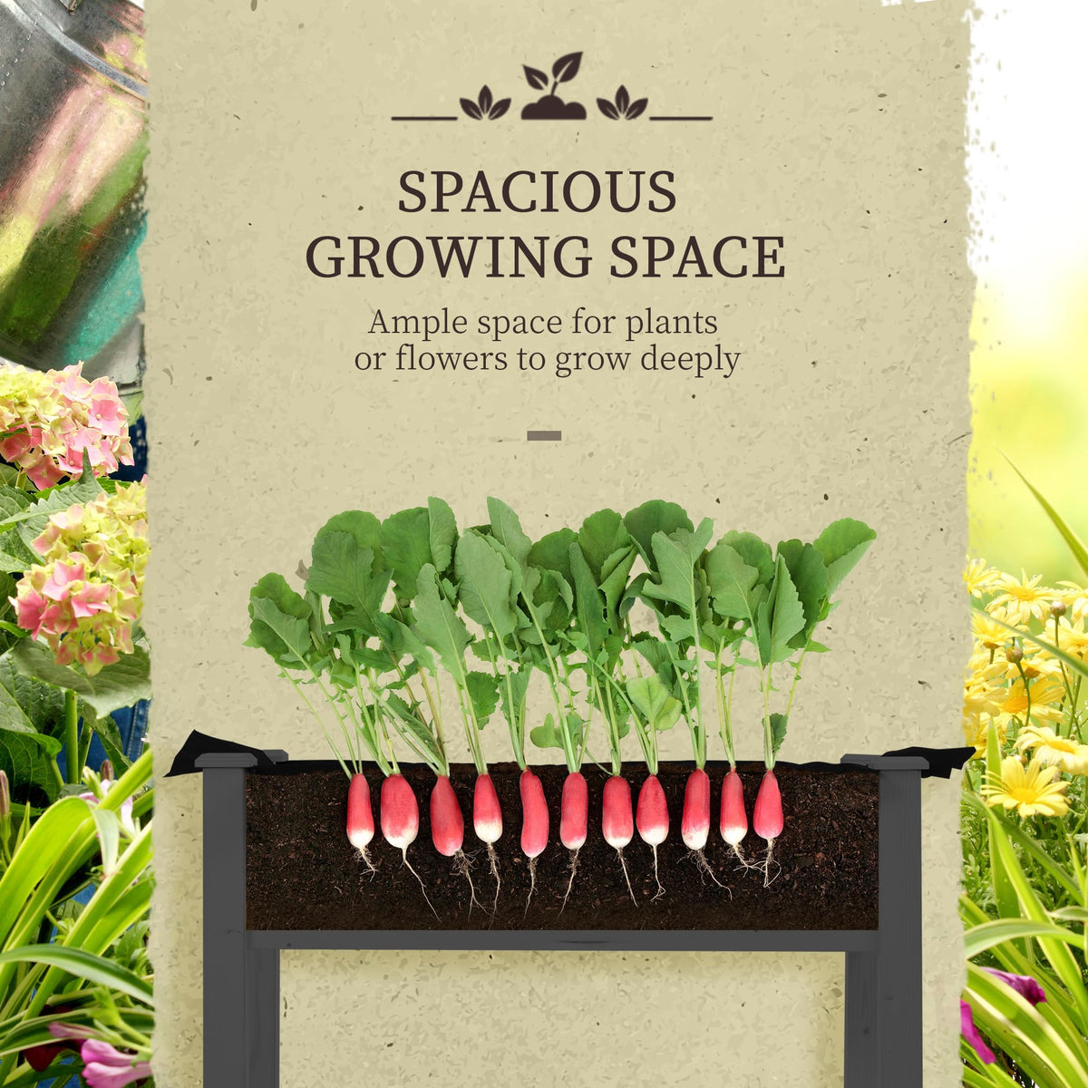 Outsunny Raised Garden Bed with PE Greenhouse Cover 48x22x46 inch Dark Gray