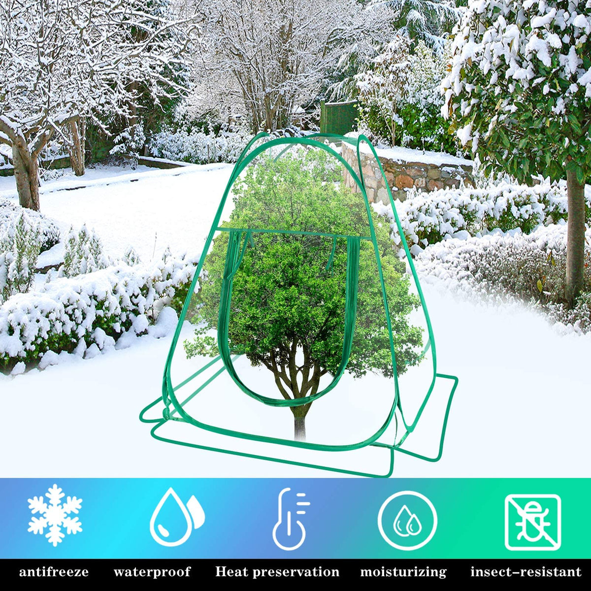 Pop Up Greenhouse Cover, PVC Mini Portable Greenhouse, 4 Nails, 27"x27"x30"