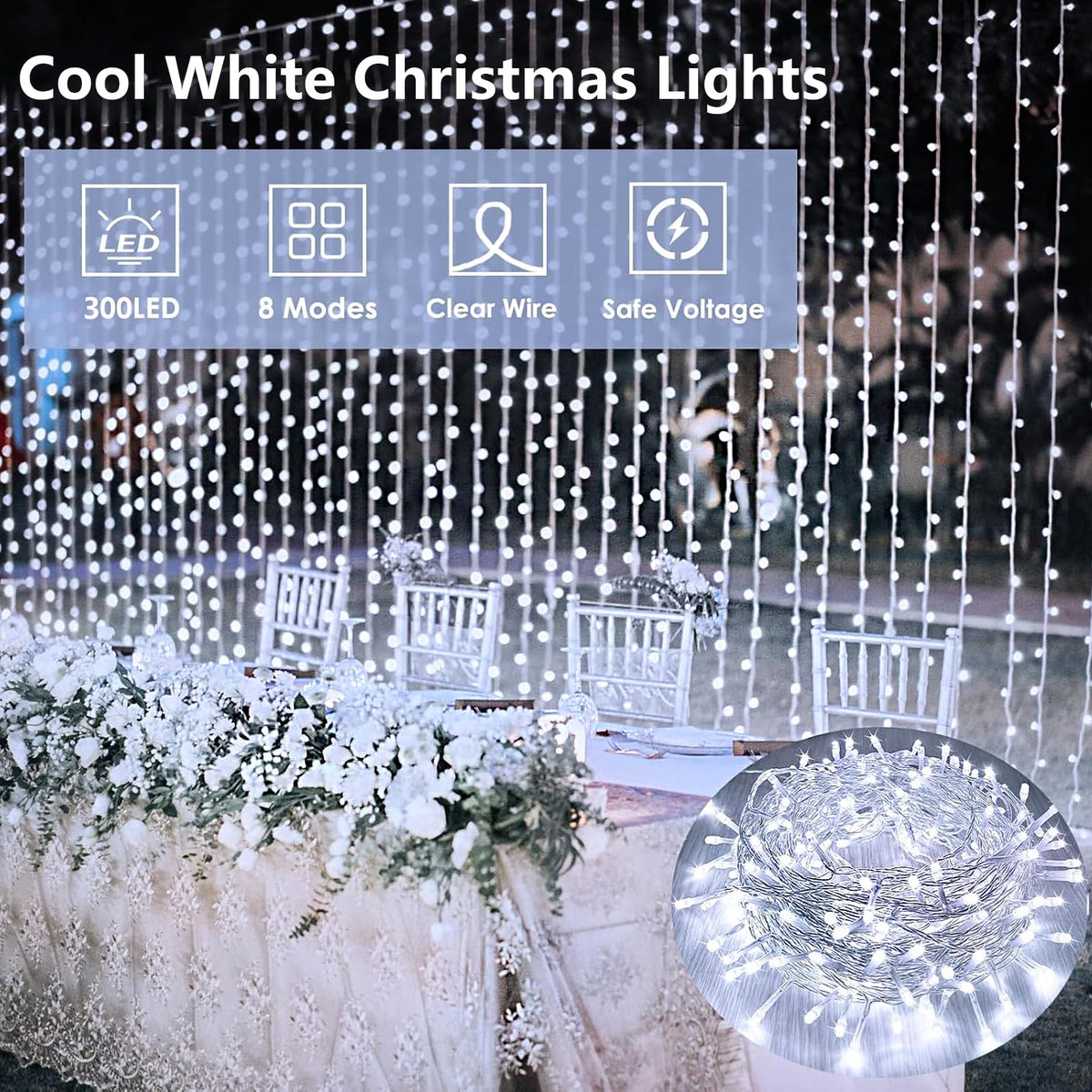 300 LED String Lights, 99FT Extra-Long Christmas Lights Outdoor Indoor