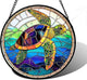 DASTOLL Stained Glass Window Hanging, Colored Turtle Ocean Suncatcher Diamond Glass Panel Hangings Marine Life Sun Catchers Decor for Birthday for Women, Men, Wife, Aunt, Mom 9.8 in