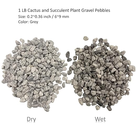 Natural Polished Pebbles, Decorative Garden Rocks, 1LB Cactus and Succulent Plants Pebbles, Grey River Rocks for Potted Plants, Vases, Aquariums, Terrarium and Outdoor Gardening(0.24-0.35 inch)